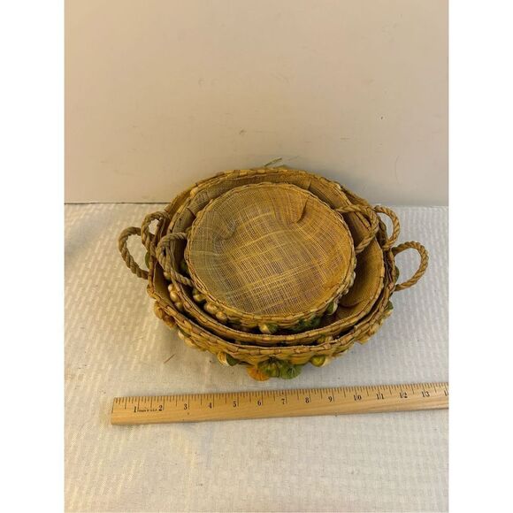 3 Wicker natural bowl nesting baskets 3D vegetables - Picture 6 of 10